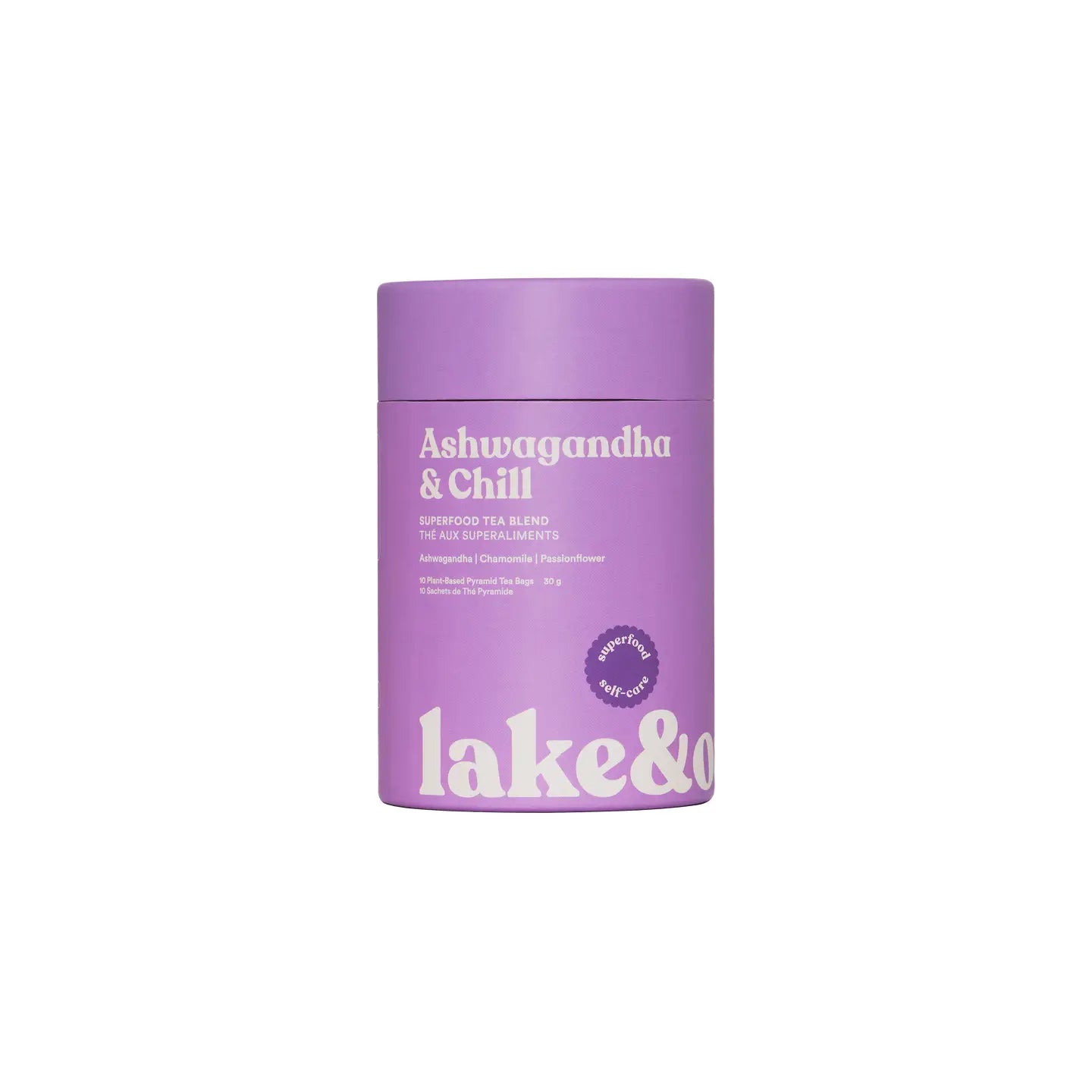 Ashwagandha + Chill - Superfood Tea Blend: Plant-Based Tea Bags - Canister of 10