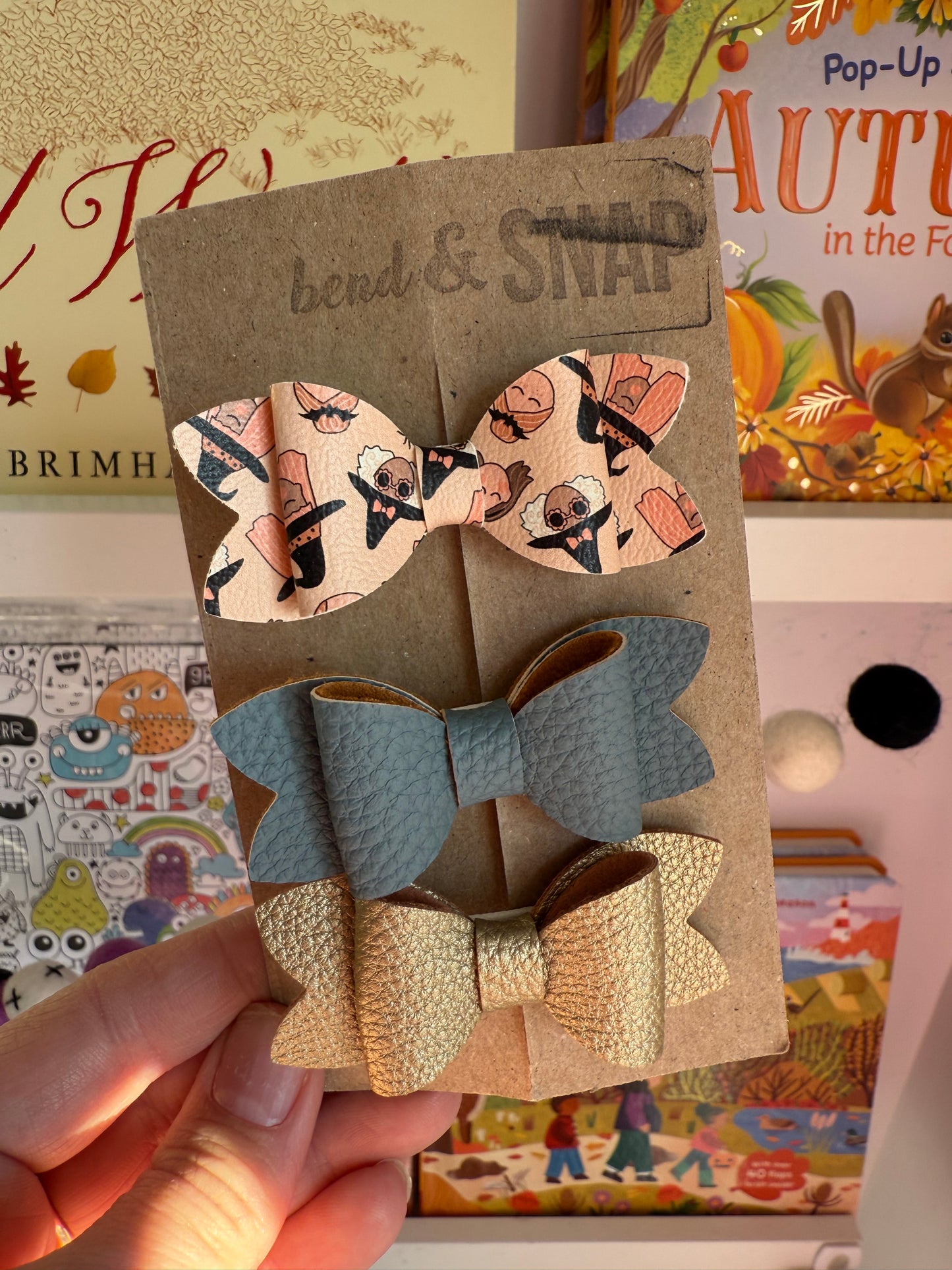 Halloween/Fall 3 Pack Bow Clips