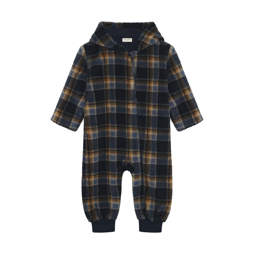 Baby Blue Plaid Sherpa Teddy Suit