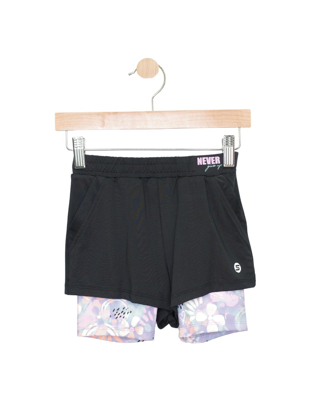 Black Active Shorts with Bike Shorts Under