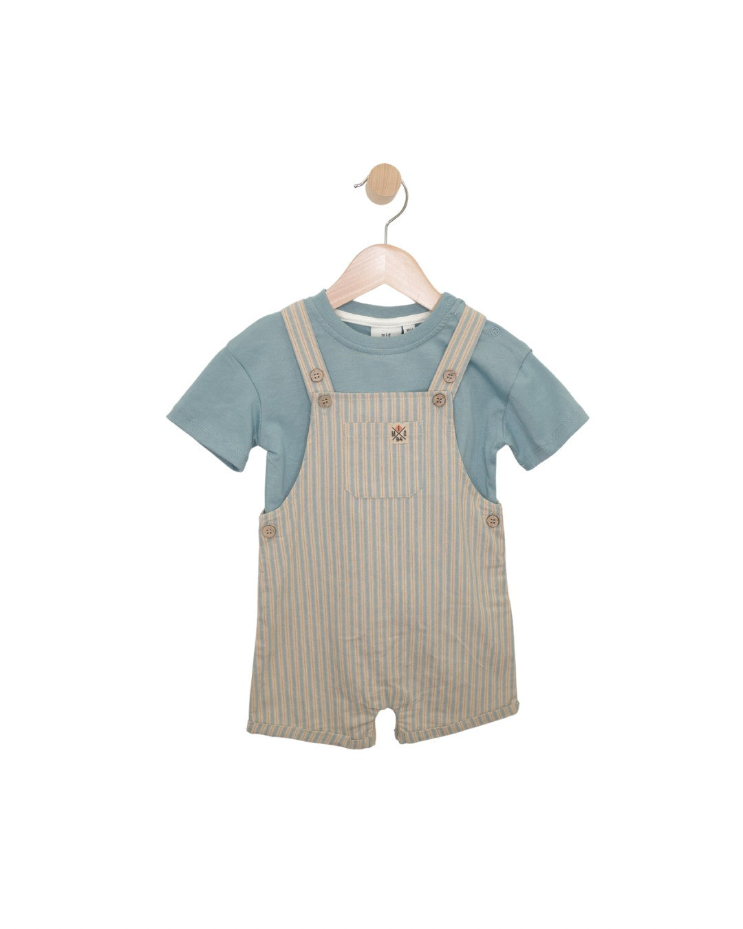 Baby Teal & Beige Overall Set