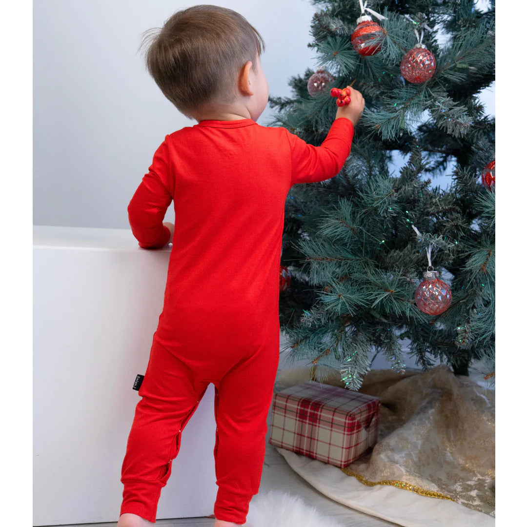 Red Santa Long Sleeves Pocket Romper