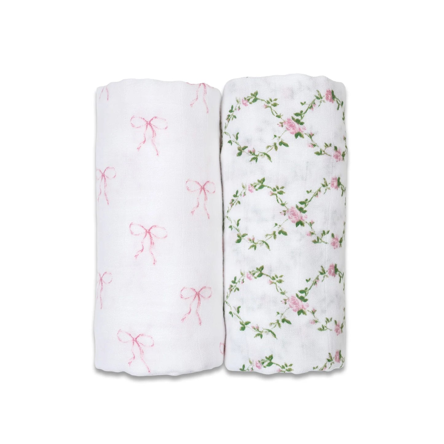 2 Pack Swaddles - Bows + Rose Trellis
