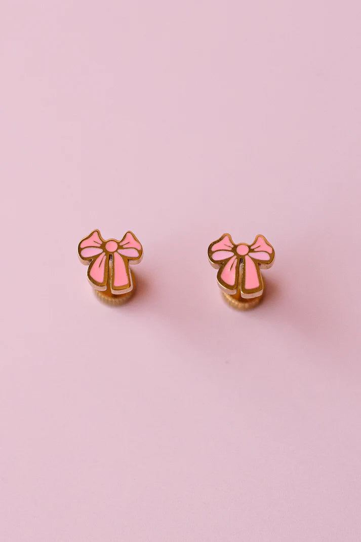 Pink Bow Studs