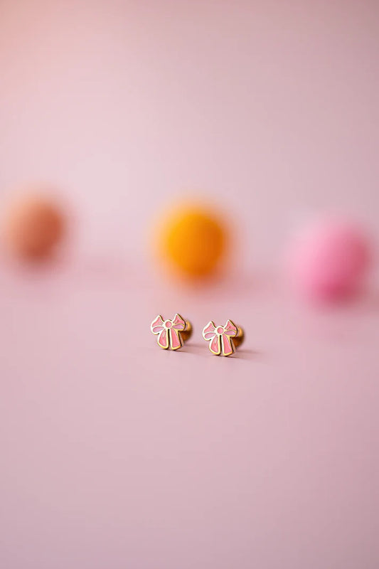 Pink Bow Studs