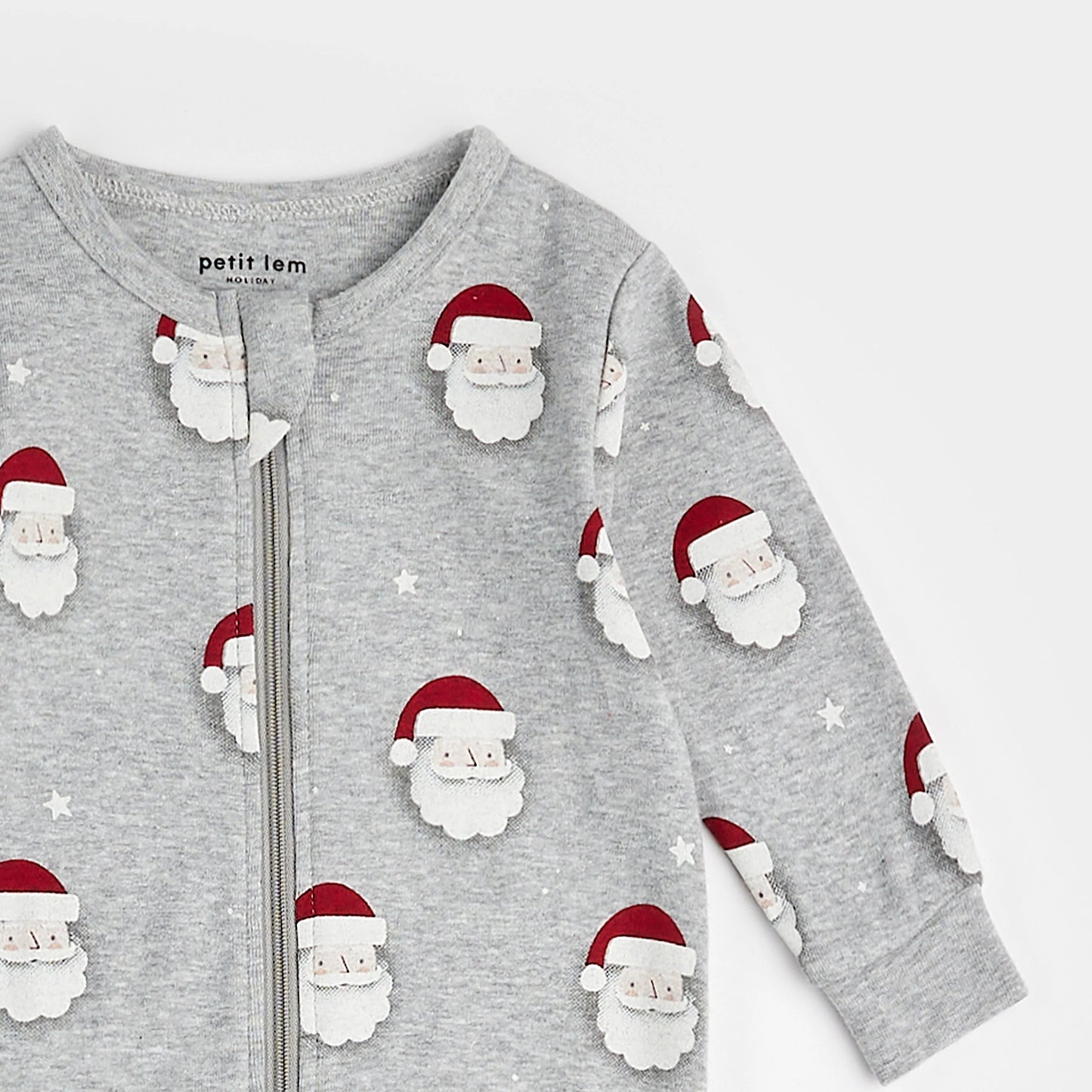 Santa Print on Heather Grey Sleeper