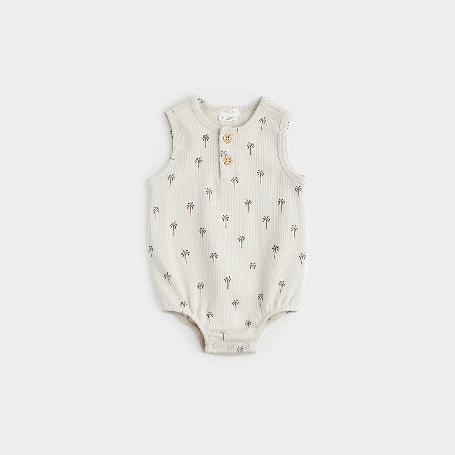 Palm Tree Ribbed Bubble Romper