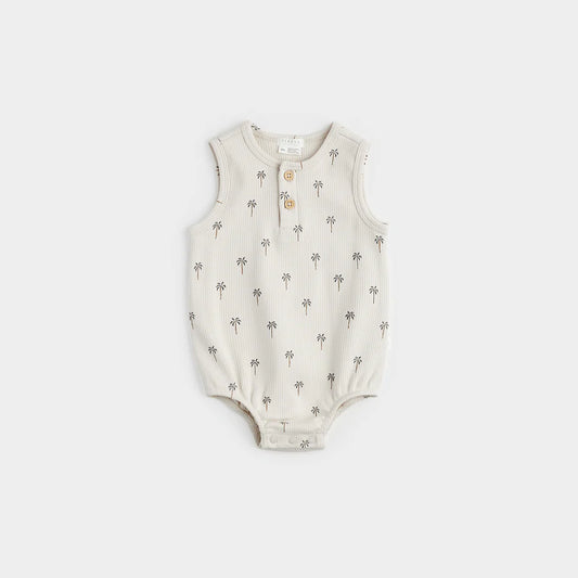Palm Tree Ribbed Bubble Romper