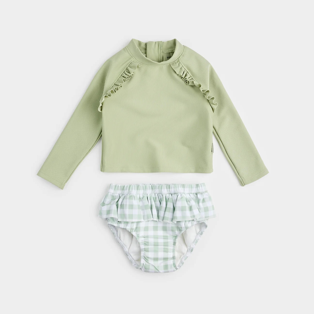 Green & Check Blue Rashguarg and Swim Diaper Set