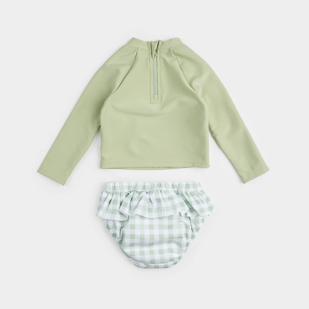 Green & Check Blue Rashguarg and Swim Diaper Set