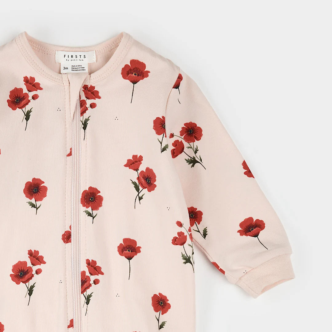 Poppy Print on Light Pink Sleeper