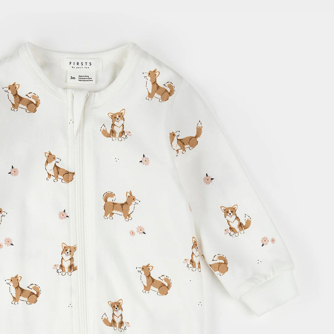 Corgi Print on Off-White Sleeper
