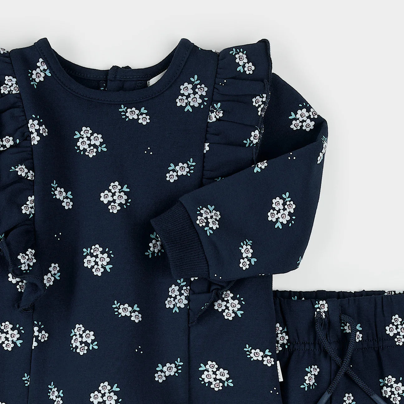 Floral Print on Blue Outfit Set