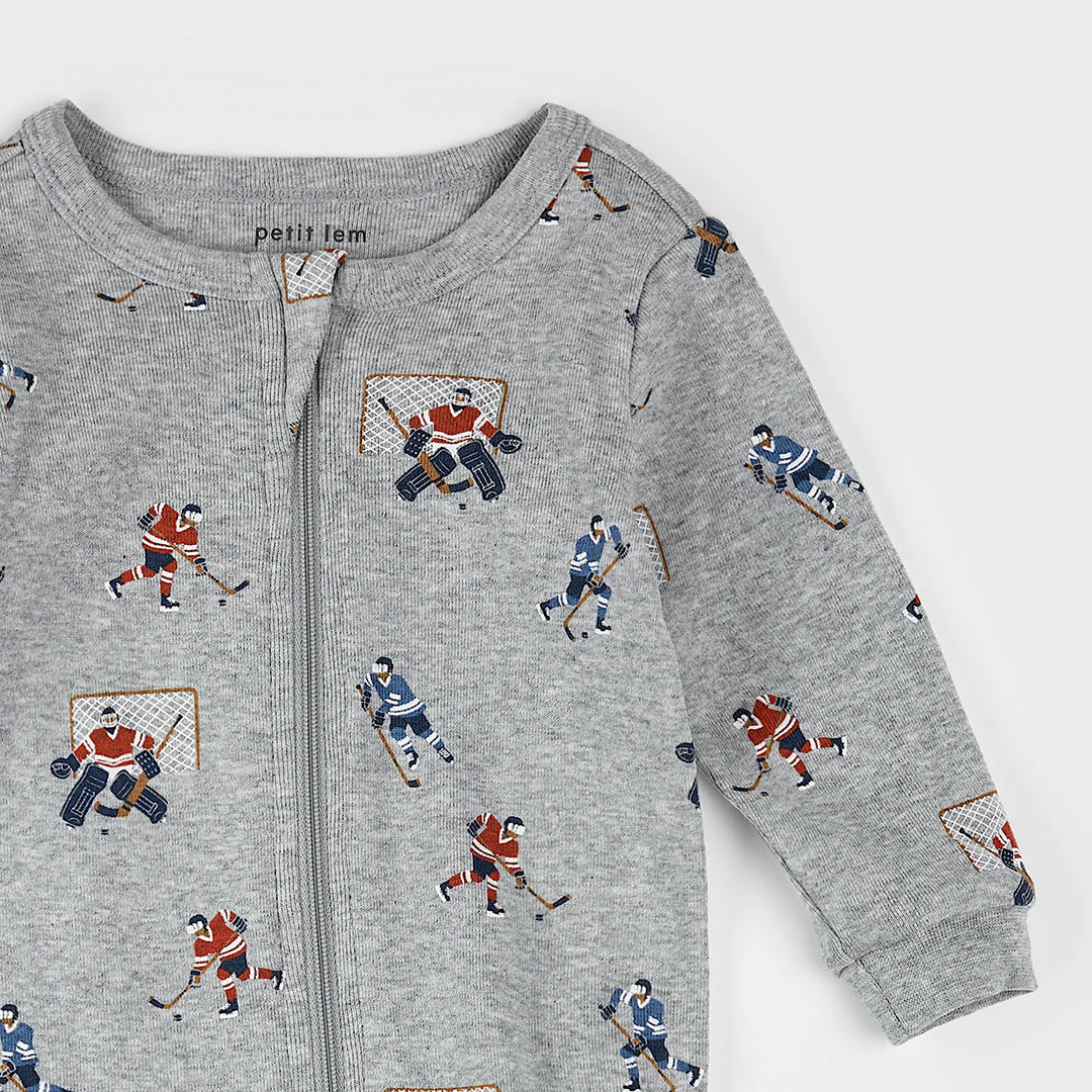 Hockey Players Print on Heather Grey Sleeper