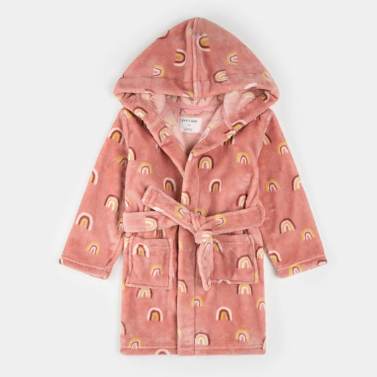 Rainbow Print on Pink Plush Robe