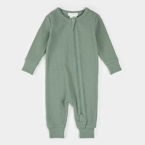 Green Ribbed Romper