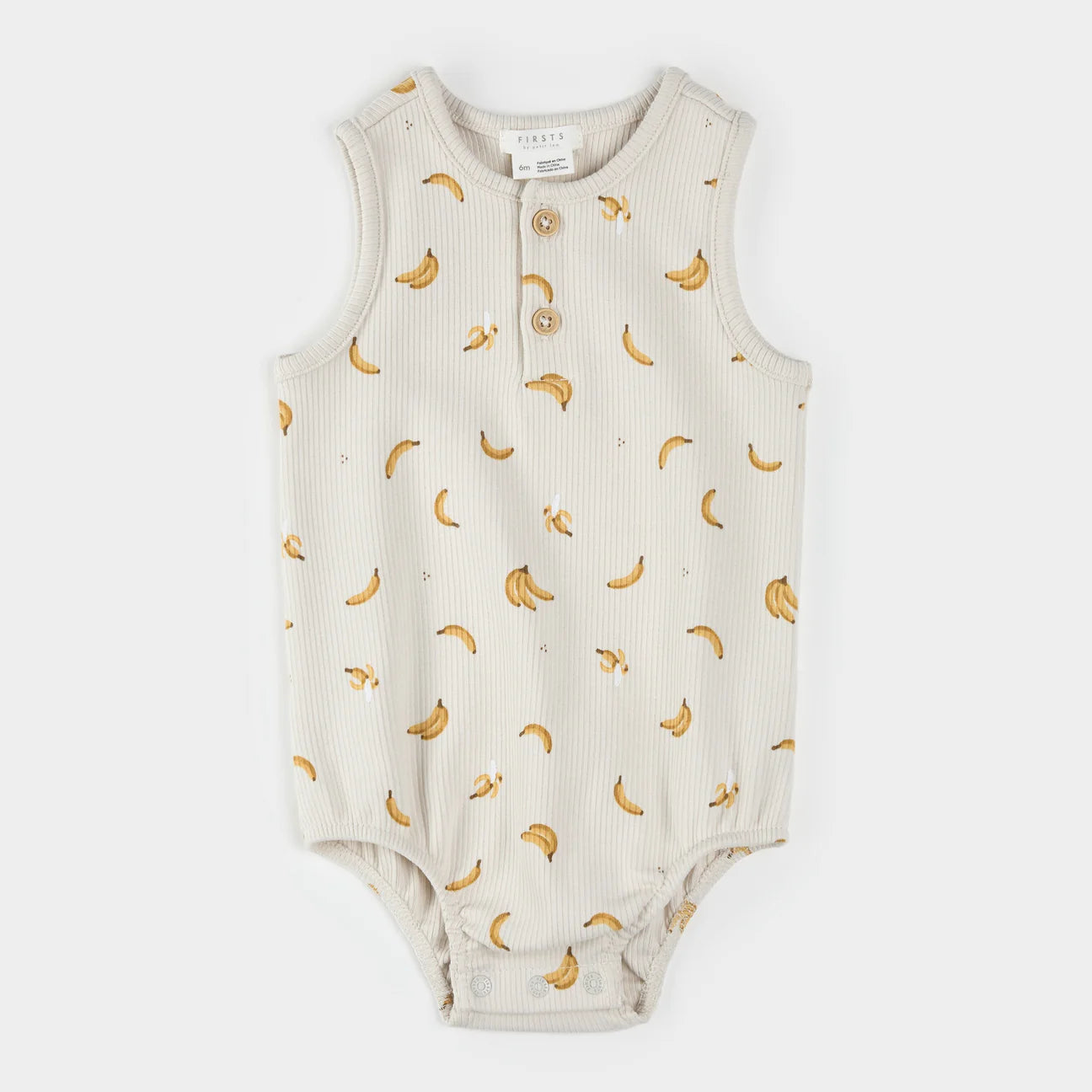 Banana Print on Ribbed Crème Romper