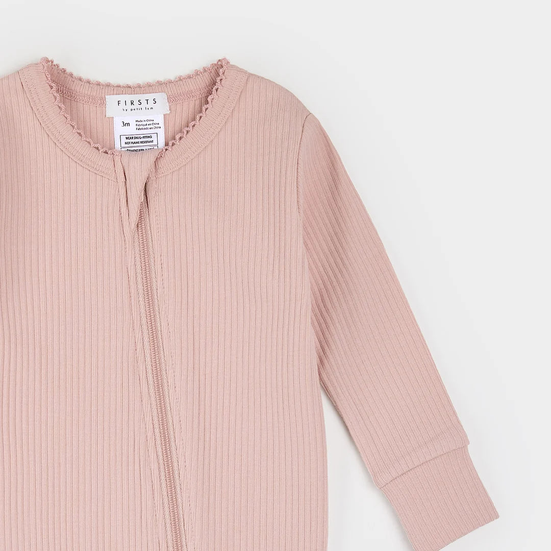 Rose Modal Rib Scalloped Sleeper