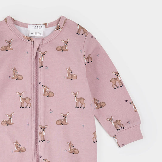 Fall Fawn Print on Twilight LunaKnit Sleeper