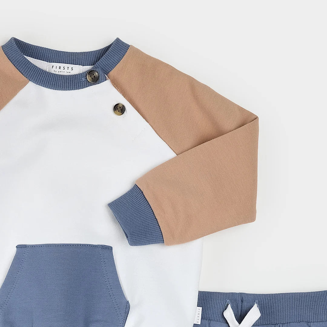Mocha & Indigo Color Block Outfit Set