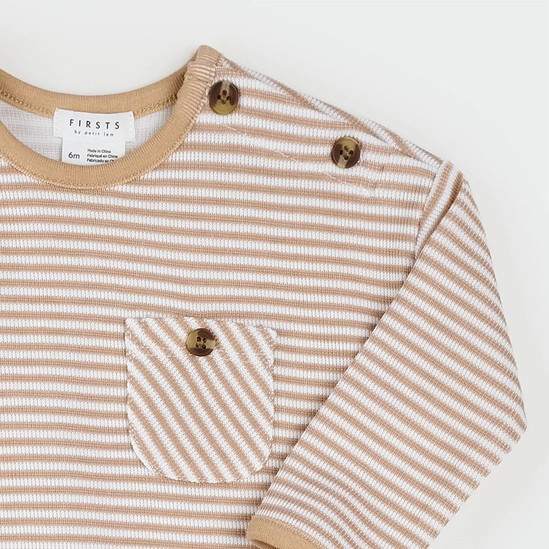 Mocha Striped Double Jersey Outfit Set