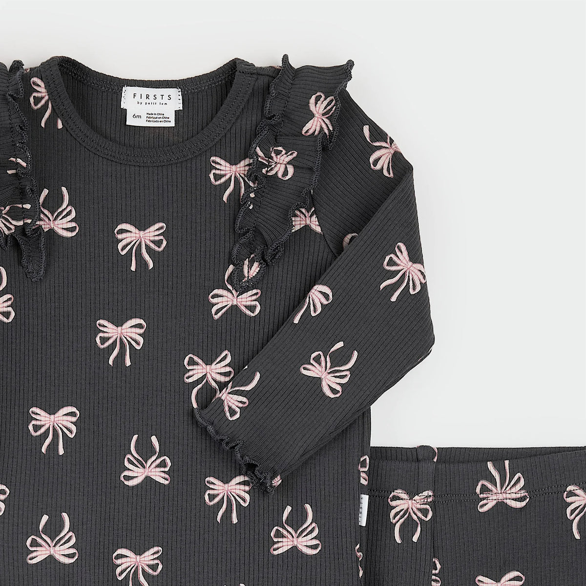Ribbon Print on Flared Legging Set