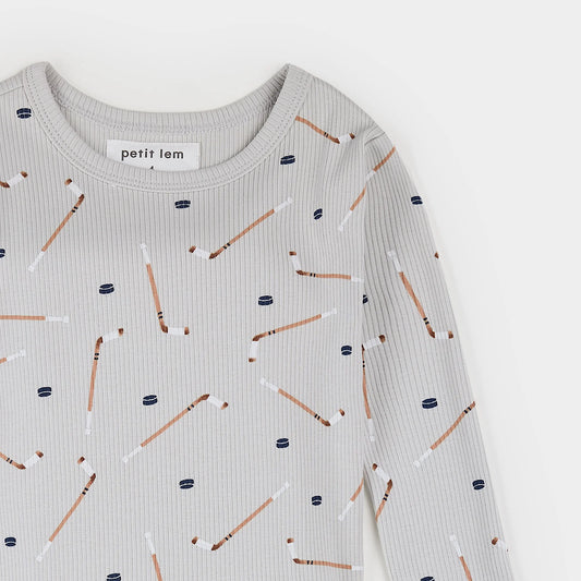 Slapstick Print on Ribbed Lunar Rock PJ Set