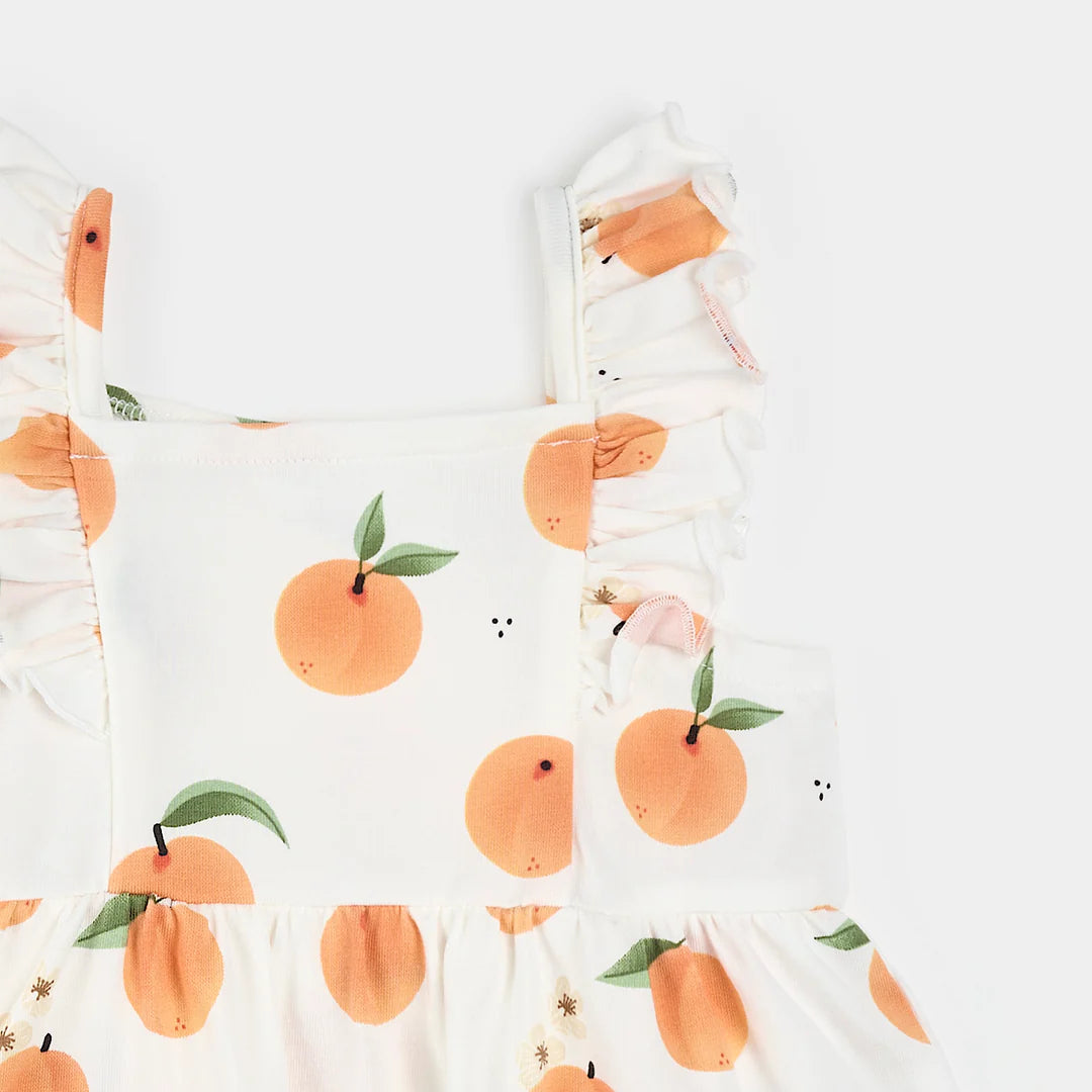 Peaches Print on Off-White Bodysuit Dress