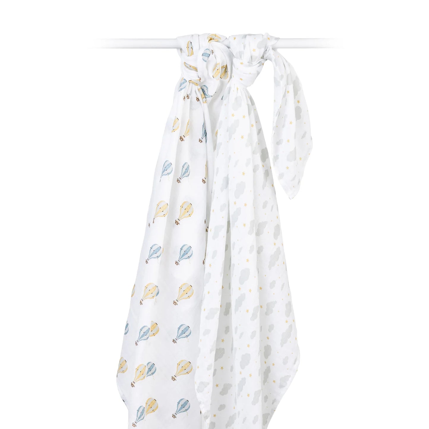 2 Pack Swaddles - Hot Air Balloon + Clouds