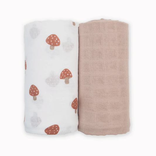2 Pack Swaddles - Mushroom & Sand