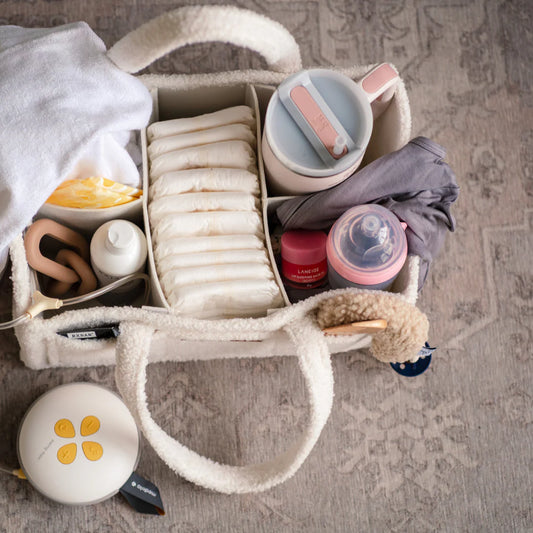 White Teddy Diaper Caddy