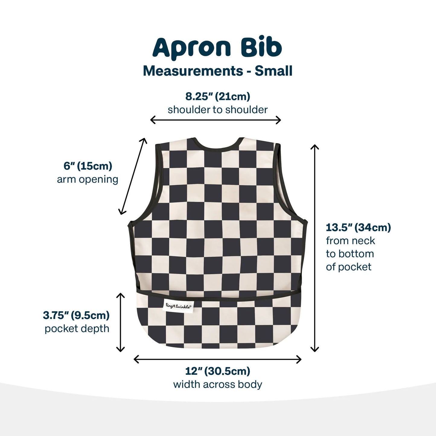 Apron Bib - Black Checkers (6-24 Months)