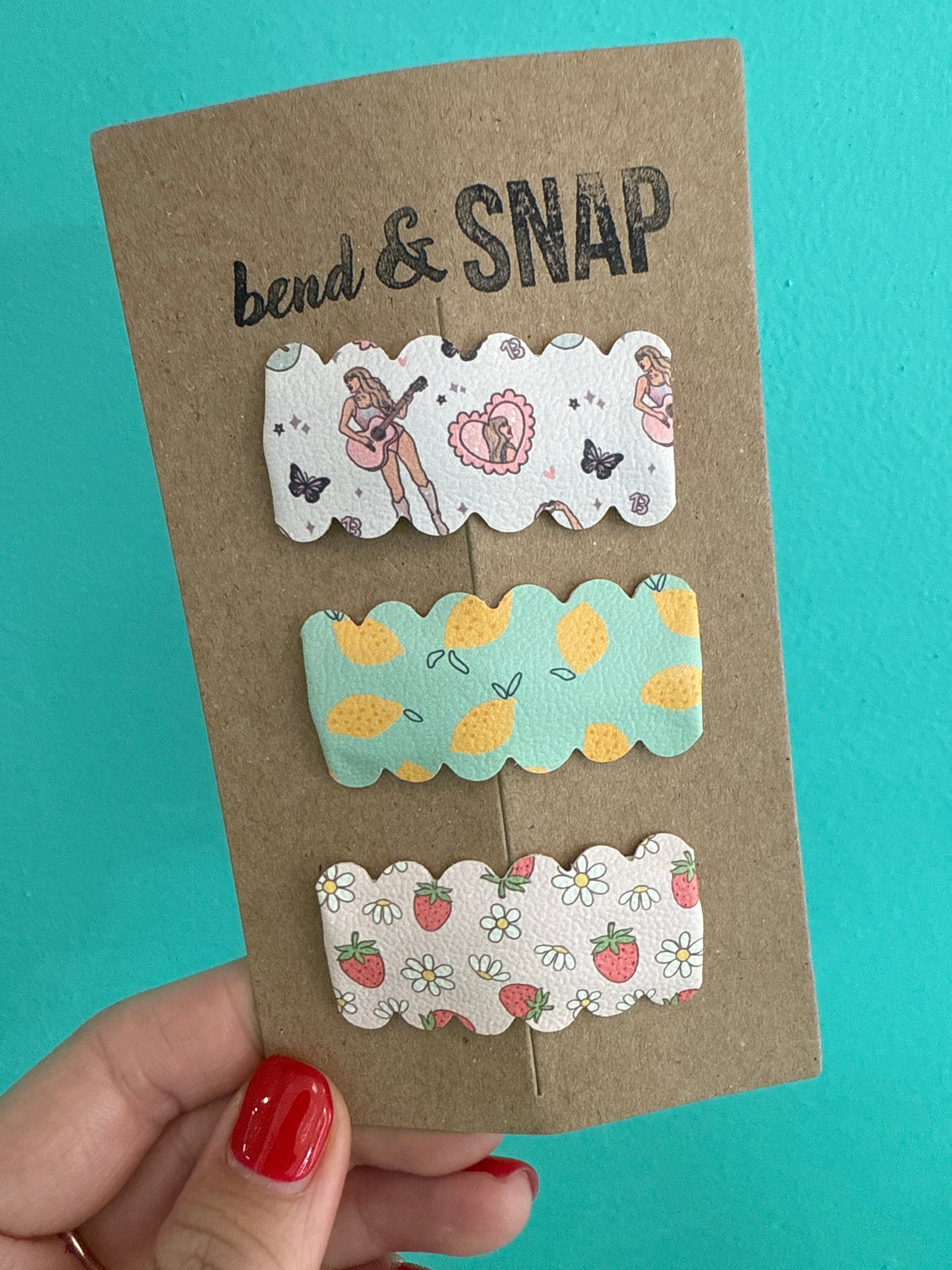 Taylor-Lemons-Strawberries Snap Clips 3 Pack
