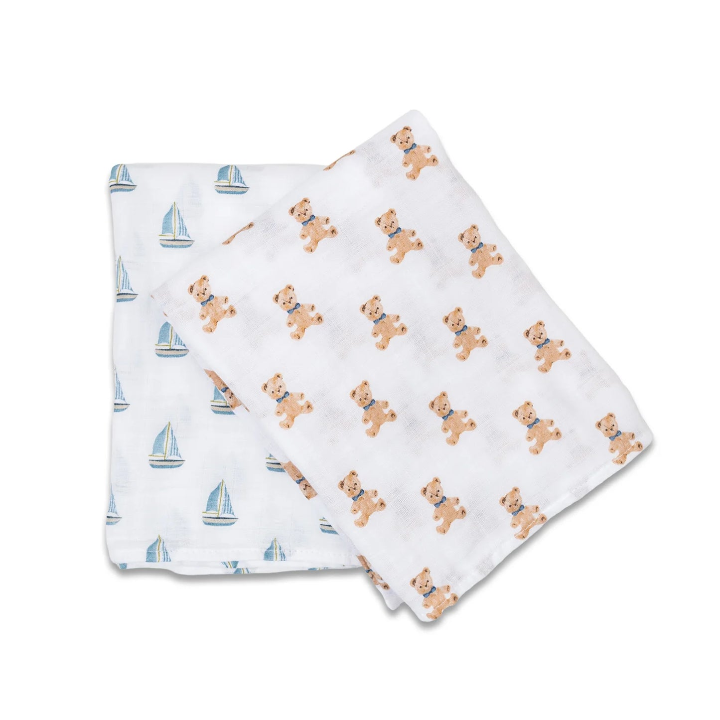 2 Pack Swaddles - Vintage Bear & Sailboat