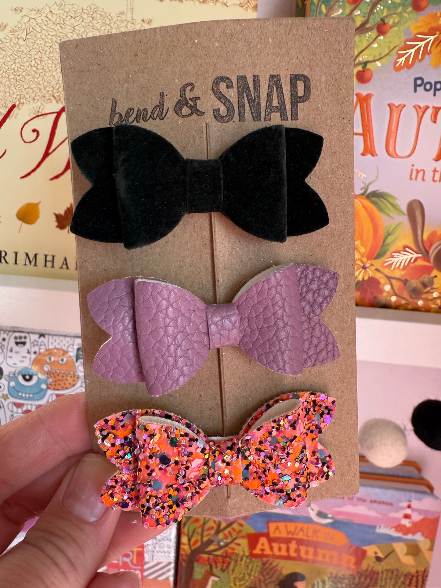 Halloween/Fall 3 Pack Bow Clips