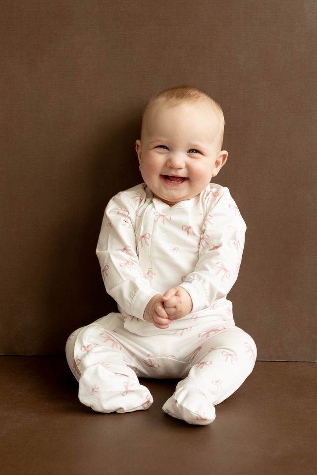 Pink Bows Cotton Modal Footie
