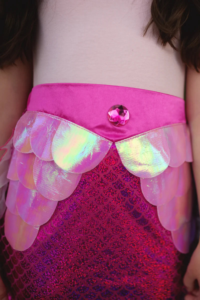 Mermaid Glimmer Skirt Set with Headband - Pink