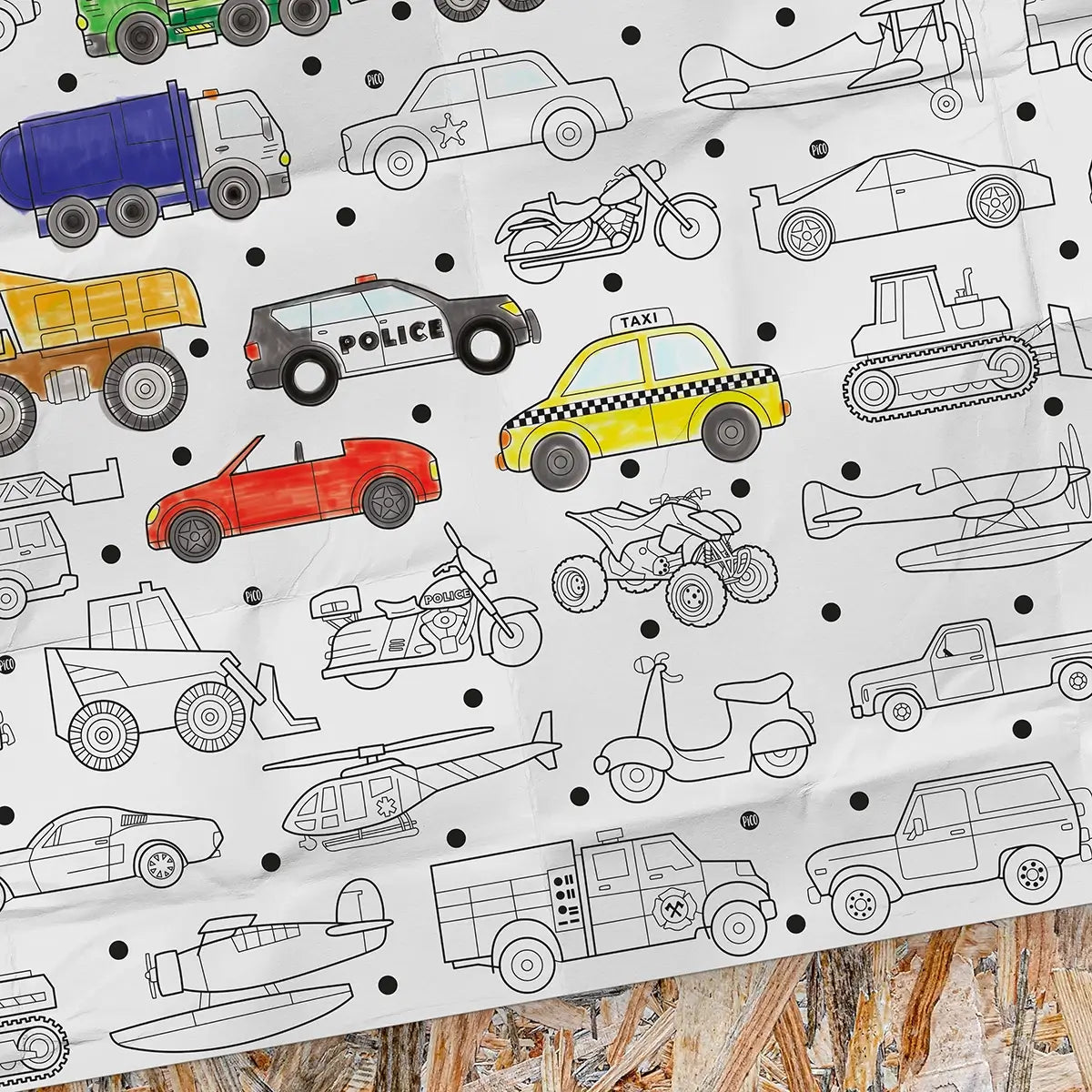 Giant Colouring page - The Vehicles