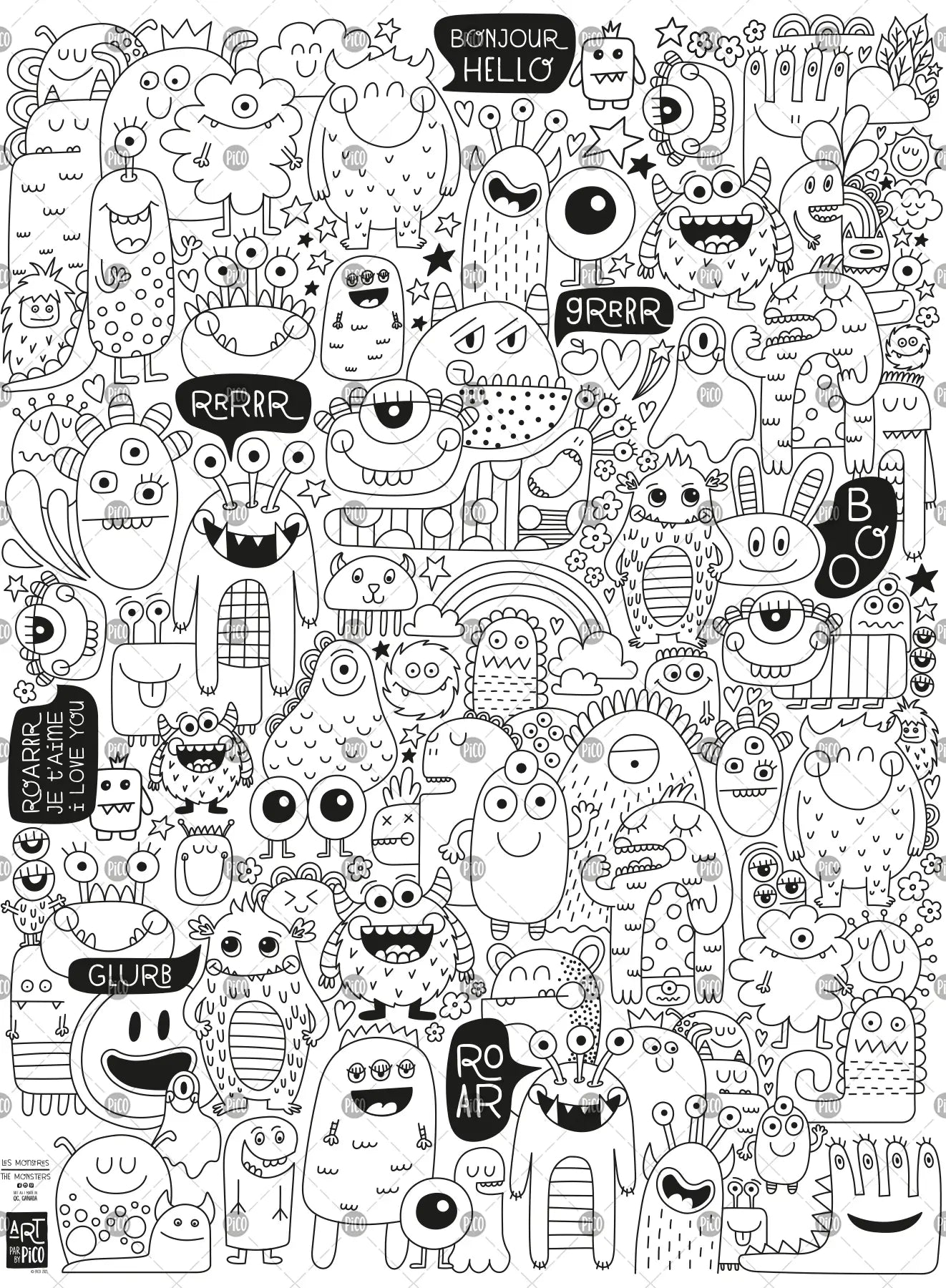 Giant Colouring page - Monsters