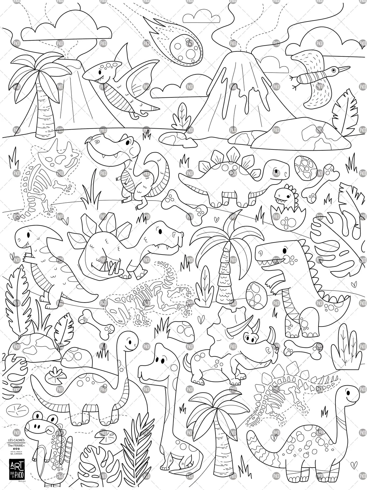 Giant Colouring page - Dinos
