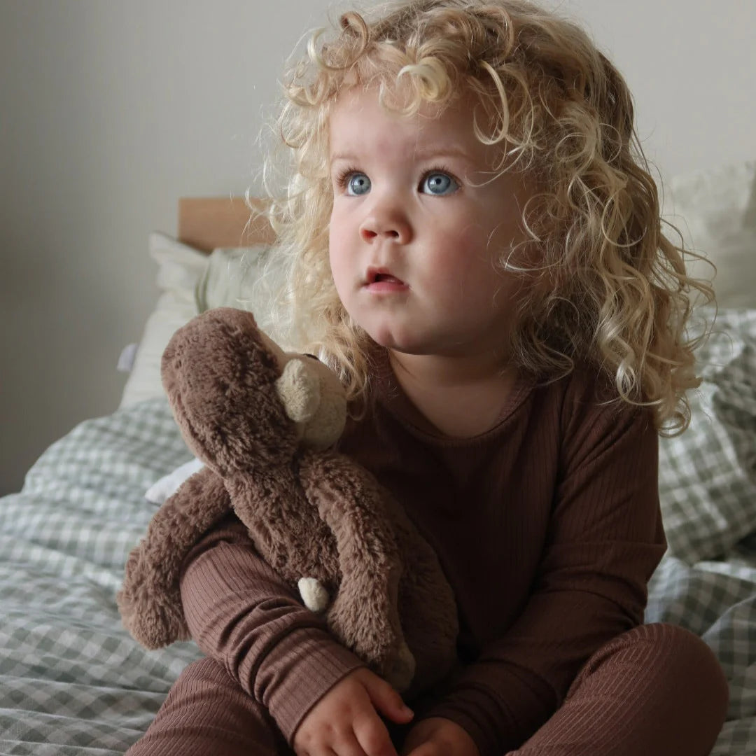 Mocha Brown Ribbed Two-Piece PJs