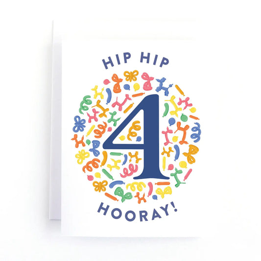Balloon Animal Fourth Birthday Card