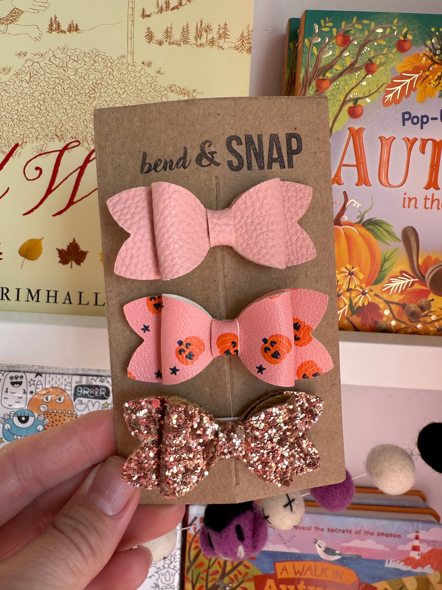Halloween/Fall 3 Pack Bow Clips