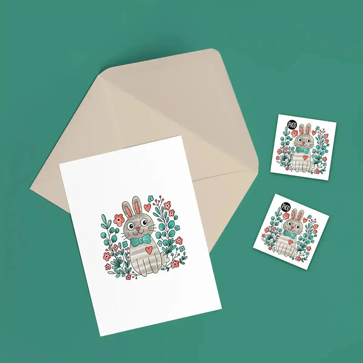 Floral Bunny Card with Tattoo (Copy)