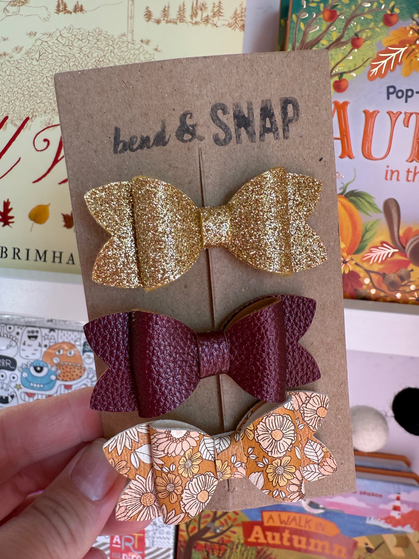 Halloween/Fall 3 Pack Bow Clips