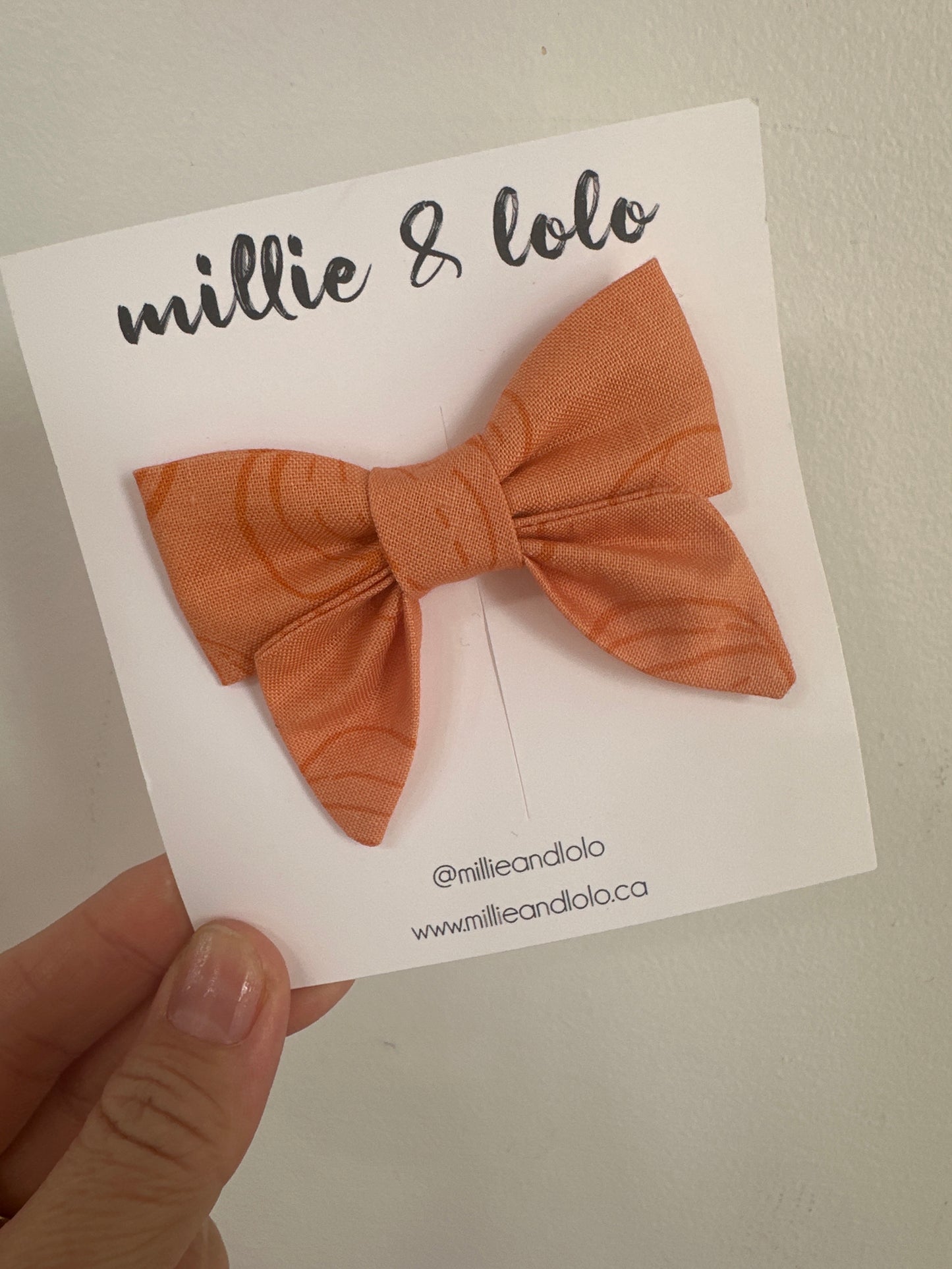 Pumpkin on Orange Mini Adeline Bow
