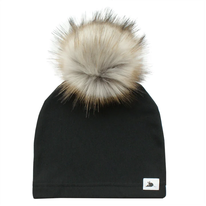 Black Pom Pom Hat