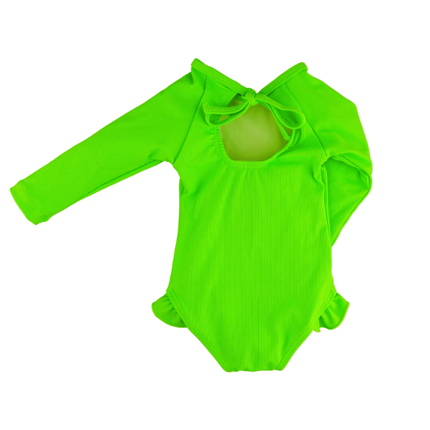 Green Gecko Ribbed Ruffle Rashguard Suit