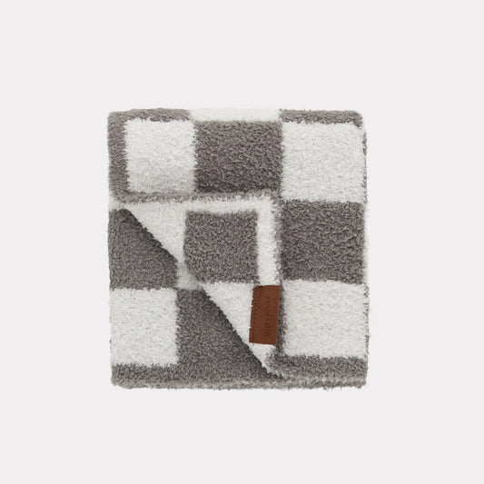 Grey Check Plush Blanket