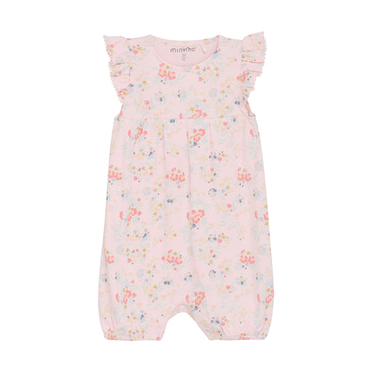 Floral Flutter Sleeve Ribbed Romper